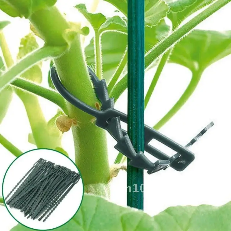 

50Pcs Green Fastening Ring Multi Purpose Fish Bone Garden Binding Cable Tie Self-locking Plastic Wire Cable Zip Ties