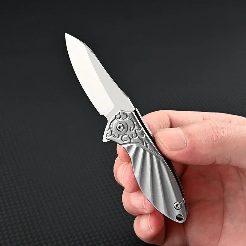 

New D2 steel mini folding knife, outdoor self-defense survival edc pocket knife, high hardness keychain knife