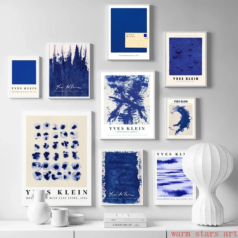 Nordic Yves Klein Art Print Blue Exhibition Poster Abstract Blue Ink Canvas Painting French Modern Wall Picture Room Home Decor