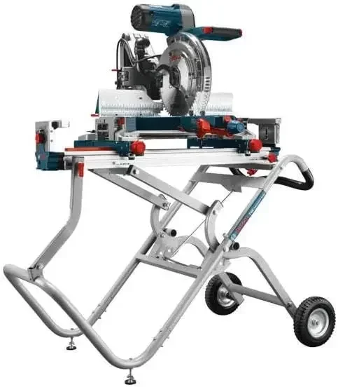 Portable Gravity-Rise Miter Saw Stand with Wheels, 18' Material Capacity