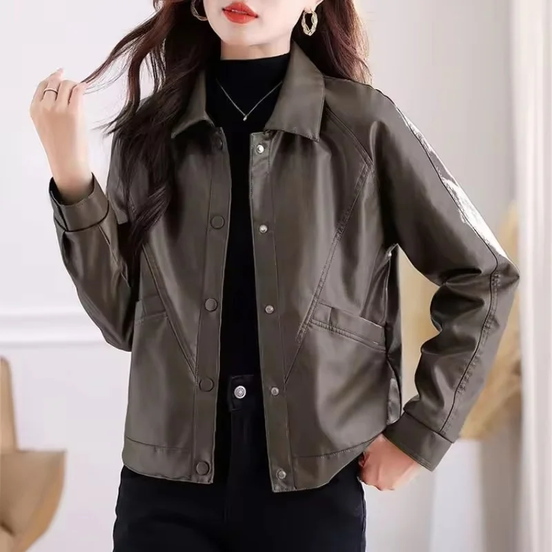 Autunno Inverno Nuovo Nero Breve Imitazione Giacca di Pelle Cappotto Delle Donne di Modo DELL'UNITÀ di elaborazione Giacca di Pelle In Pile di Spessore Magliette E Camicette Tuta Sportiva Femminile