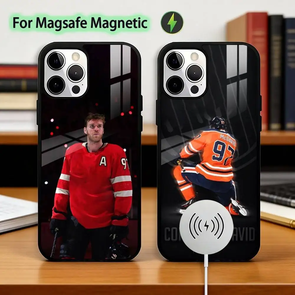Чехол для телефона с изображением хоккеиста Коннора Макдэвида для iPhone 17, 16, 15, 14, 13, 12, 11 Plus, Pro, магнитный, с беспроводной зарядкой Magsafe