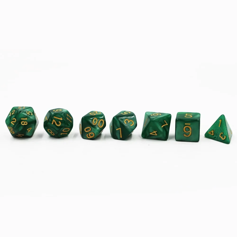 7pcs/set Green Tabletop Game Dice Double-colors Table Games Polyhedral Dice Numbers of D20 D12 D10 D8 D6 D4 Board Games Dice Set