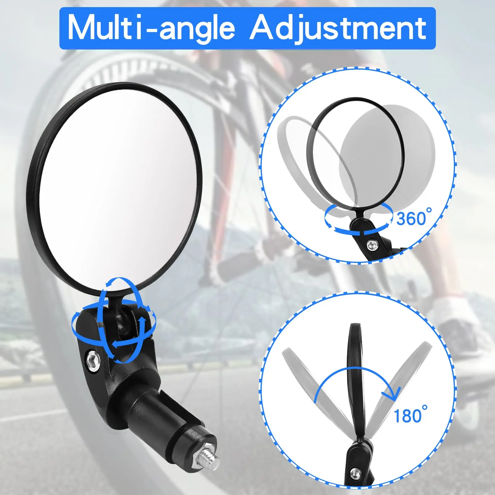 DOMEN Fahrrad Weitwinkel Rückspiegel Fahrrad 360° ° Drehen Sie den verstellbaren Spiegel MTB-Fahrradlenker Rückspiegel Fahrradzubehör – Detail 4