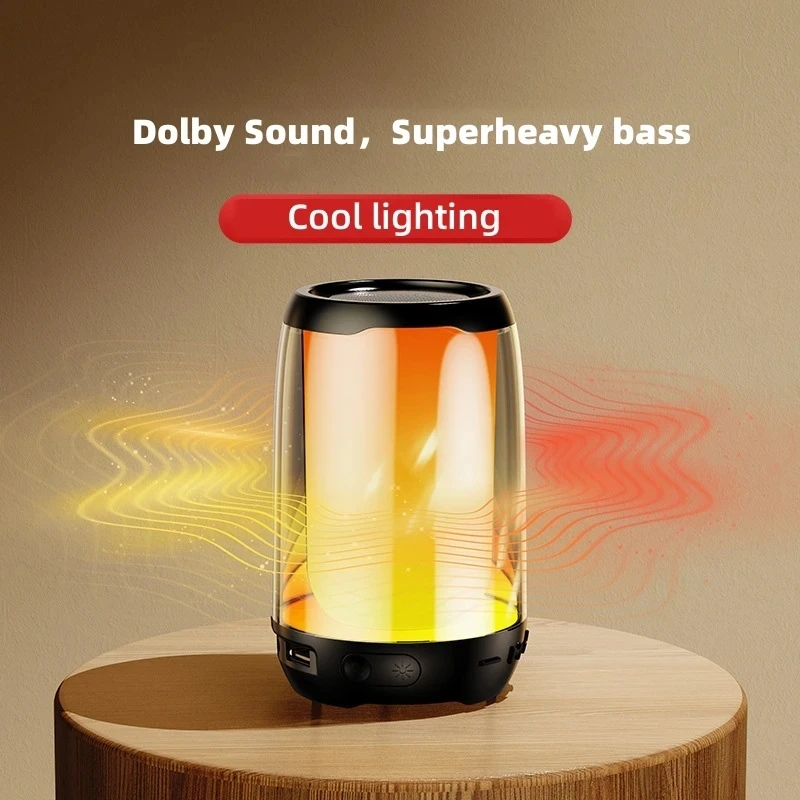 RGB Night Light Wireless Bluetooth Speaker Atmosphere Lamps Dual Speakers Overweight Bass Dolby Sound Support TF Card TWS