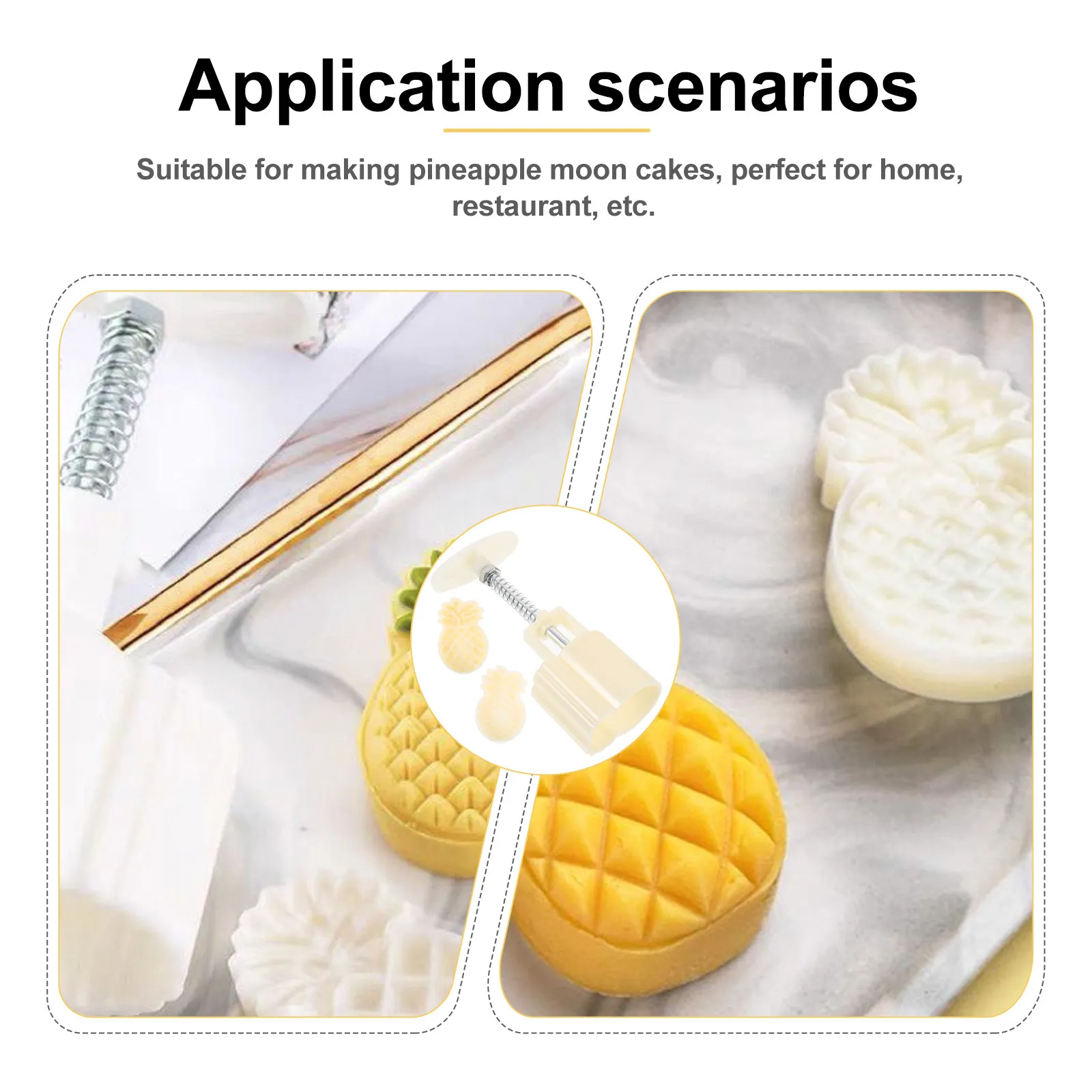 1Set Hand Press Pineapple Moon Cake Mold Food Grade Plastic Non-Stick Baking Tool for Homemade Cantonese Style Mooncakes