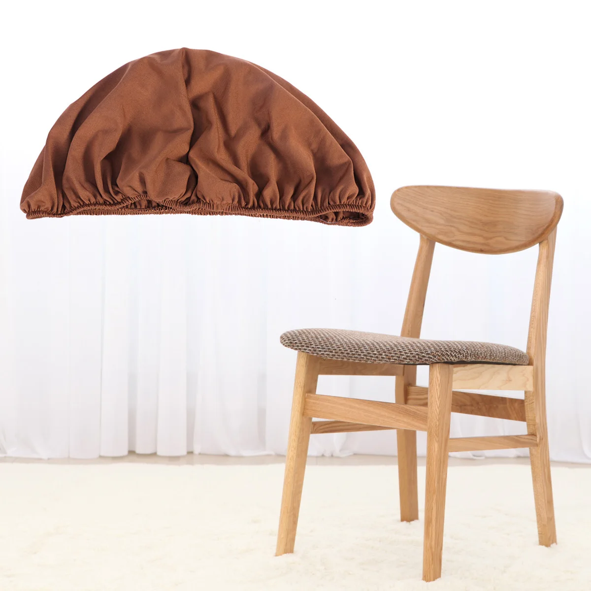 

2pcs Chair Seat Covers Thicken Stretchable Jacquard Fabric Elastic Anti-Slip Washable Dining Room Kitchen Bar Stool Cover Sofa