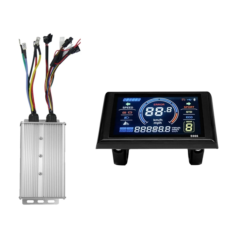 S966 Electric Bike LCD Display Meter+48V-72V/60A 18 Tube Sine Wave Controller E Scooter LCD Panel For Mountain Ebike ABS 1 Set