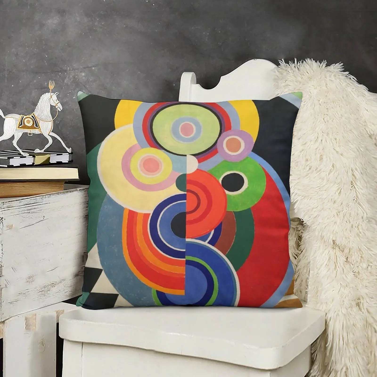 

robert delaunay - Rhythm, Joy of living,No, 02. Throw Pillow Sofa Cushions Cover Cushion Cover Set pillow