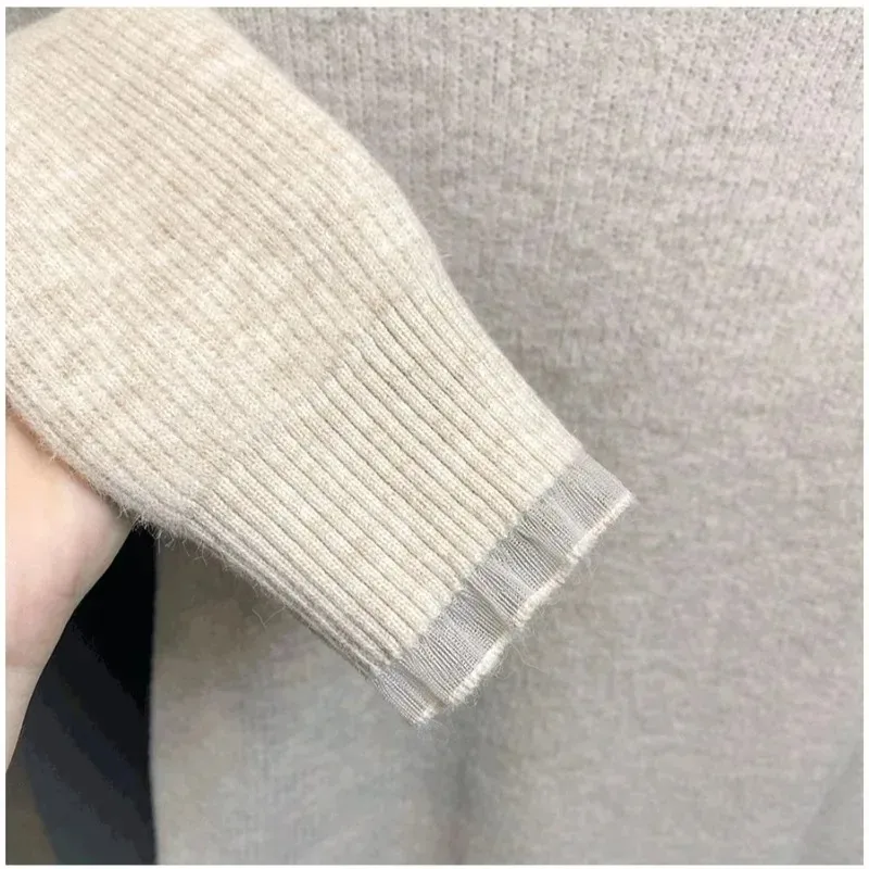 أنيقة عادية وهمية الرقبة قاعدة سترة شتاء دافئ المرأة طويلة الأكمام محبوك بلوفر ملون الخريف موضة تريكو 15