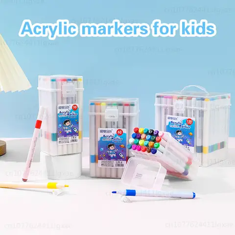 Acrylic Brush Markers Set with Portable Case, Liquid Ink Art Acrylic Paint Markers Set for Art and DIY Craft