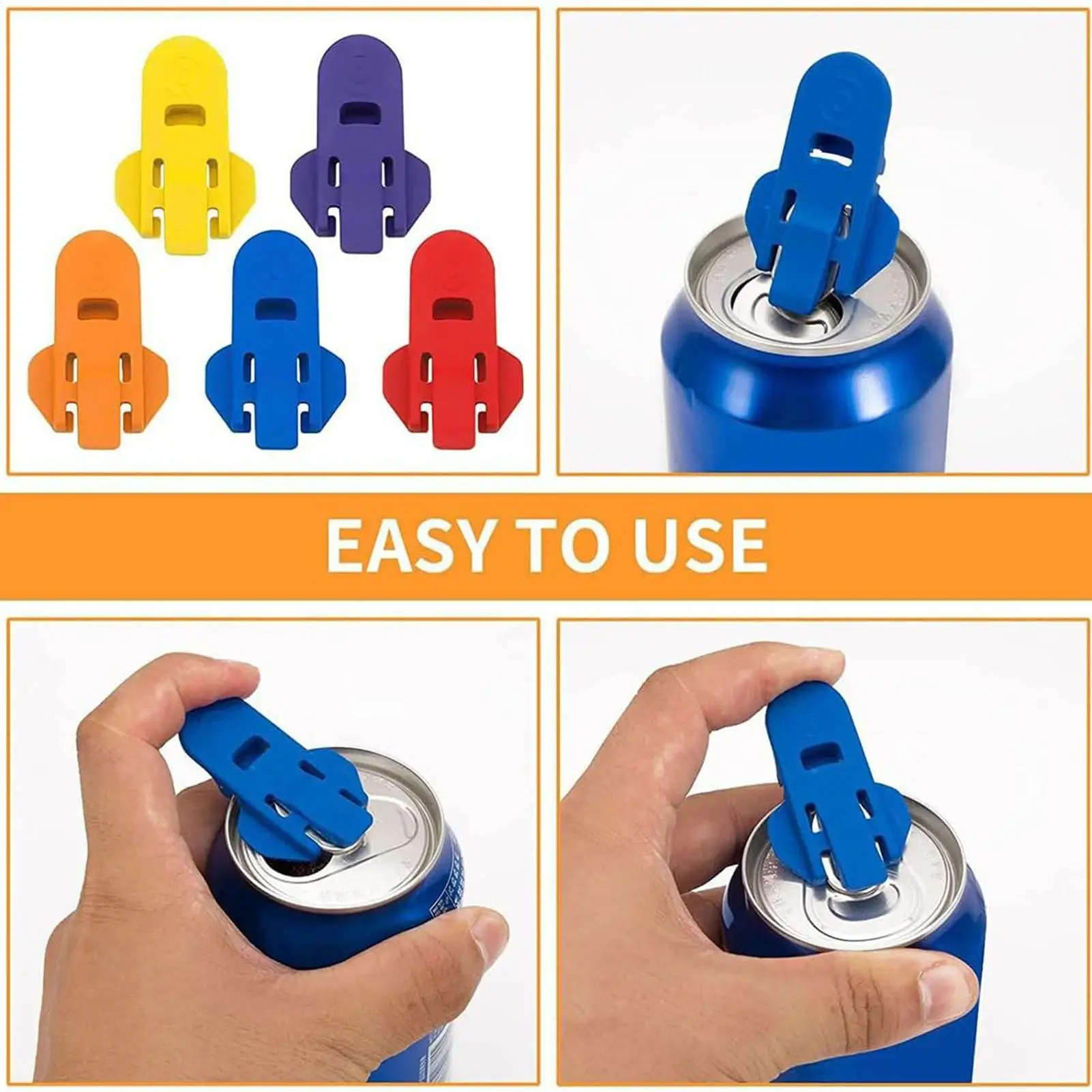 6pcs Opener Manual Soda Beer Can Openers Plastic Beverage Can Cover Protector Colorful Can Tab Cover Can Opener Tool