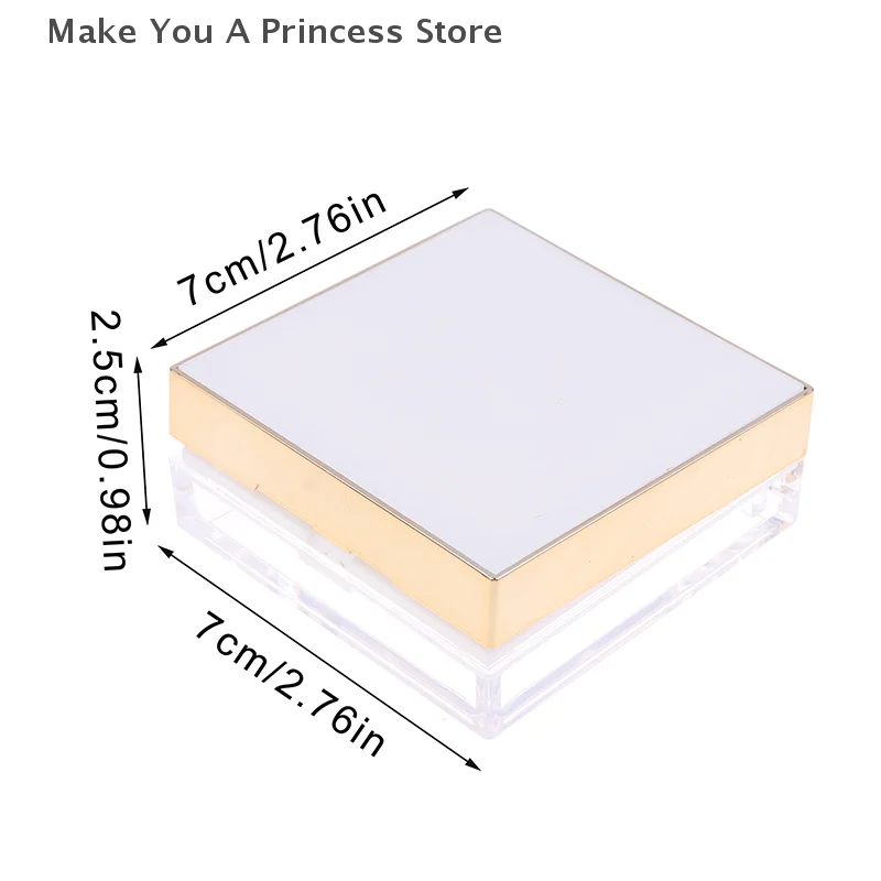 8g Square Gold Border Loose Powder Box Empty Refillable Portable Makeup Setting Powder Blush Case Container With Puff Mirror
