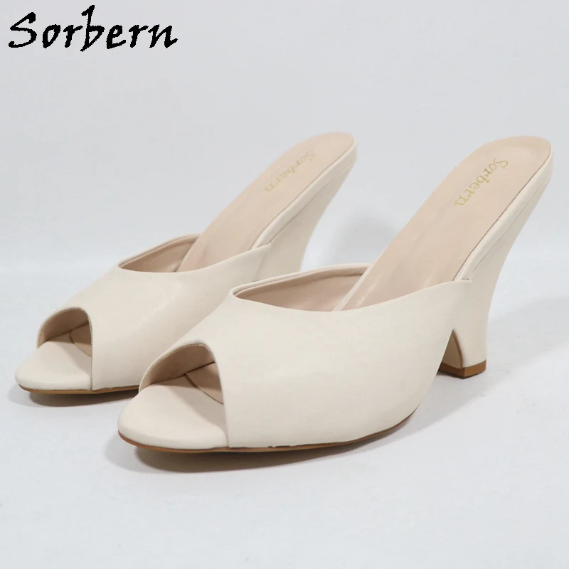 Sorbern Cute Heels Women Slippers Customized Open Toe Slides For Women Multi Colors