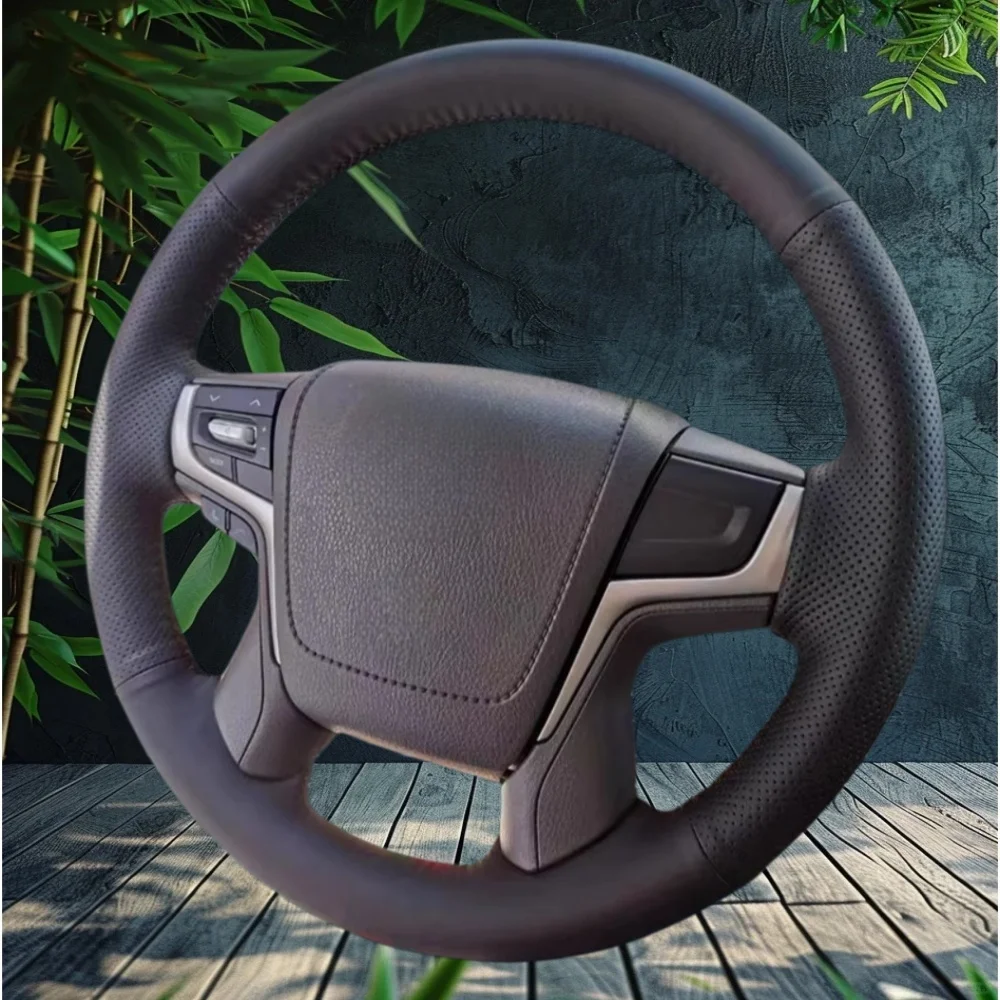 

Hand-sewing Black Perforated Genuine Leather 2018 Cruiser 2016 -2019 Steering Wheel Cover For Toyota Land Cruiser Prado