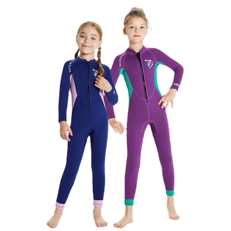 Kids Surfing Wetsuit 2.5mm Neoprene Fullbody Diving Suit for Girl Scuba Thermal Swimwear Thick Swimsuit Children Wet Suits