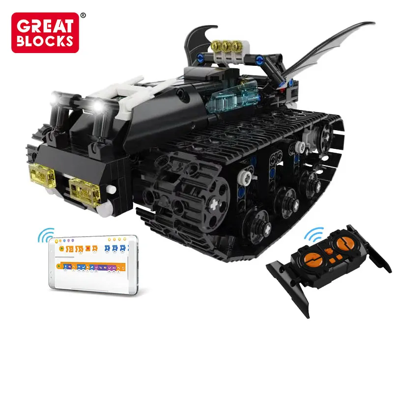 Technical APP Remote Control KAIYU K96128 Batmobile Tank Chain Vehicle Bricks Building Blocks Programming Toys For Boys Moc Gift