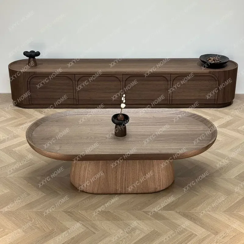 Solid wood coffee table Modern home living room Black walnut wood grain tea table
