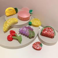 Hair Barrettes Fruit Shape Hair Claw Clips Set Watermelon Strawberry Avocado Accessories Fun Novelty Hair Jewelry For Girls
