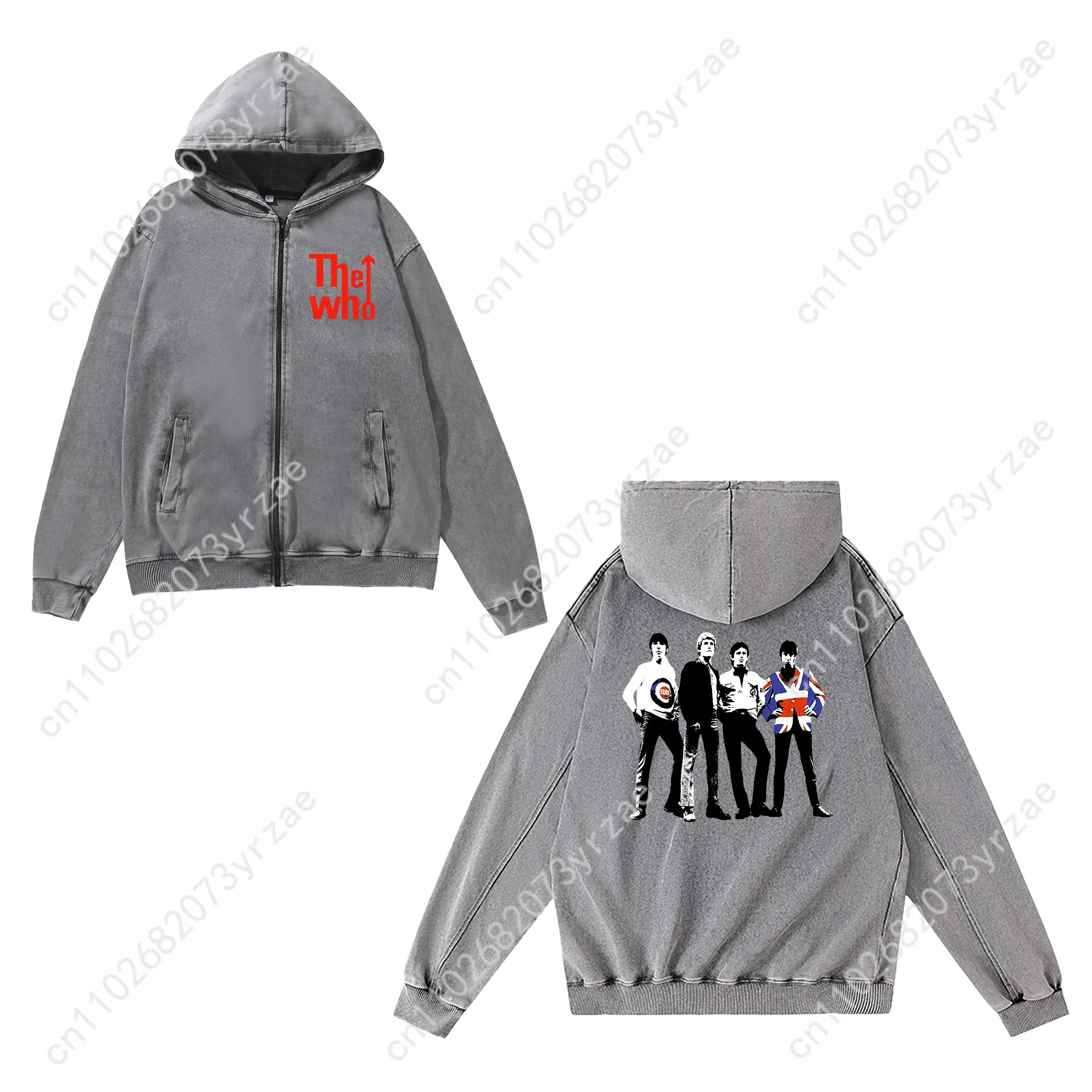 The Who Zipper البلوز رجل امرأة مراهق ريترو هوديس خمر شخصية البلوز قميص العرق كامل البريدي مخصص سترة