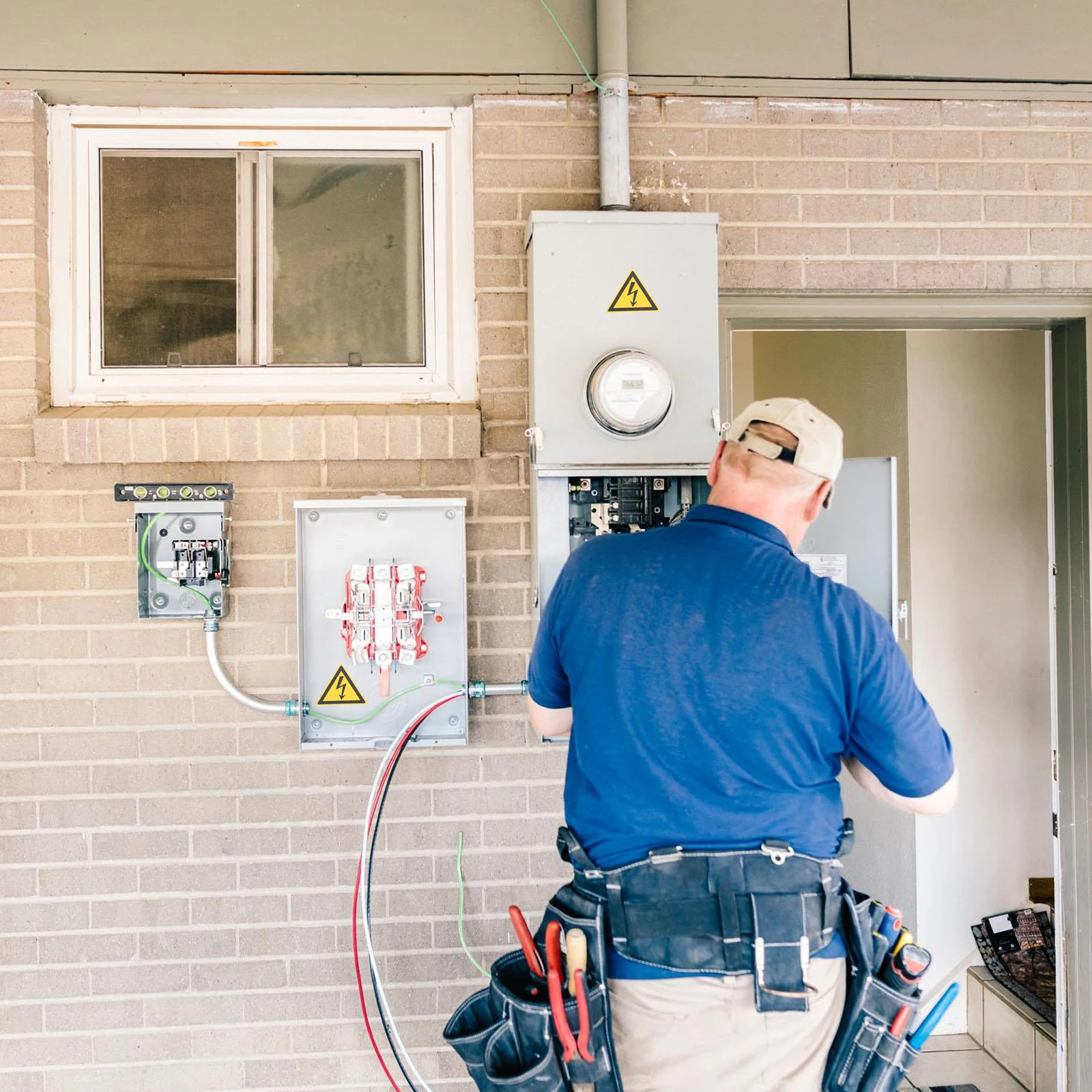 20 Pcs Electric Shock Warning Sticker Adhesive Decals Safety Operation Signs Caution Labels PP Waterproof Traffic Safety