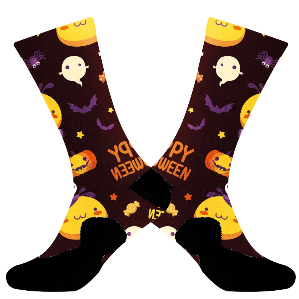 Funny Winter 2024 Autumn New Festive Gift Socks for Male Cartoon Witch Pumpkin Tube Socks Halloween Men's Socks