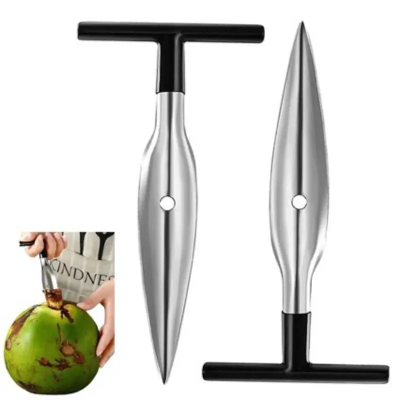 Stainless Steel Coconut Opener Tool T Shaped Puncher For Coconuts Easy Safe Drilling Accessories Gift