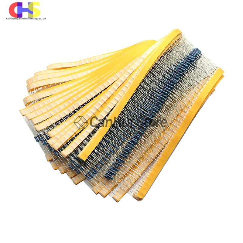 100szt 0.25W 1/4W 1R~22M 1% Metal Film Resistor 0R 2.2R 4.7R 10R 22R 47R 68 100R 220R 1K 1.5K 2.2K 4.7K 10K 100K 470K 1M 10M ohm