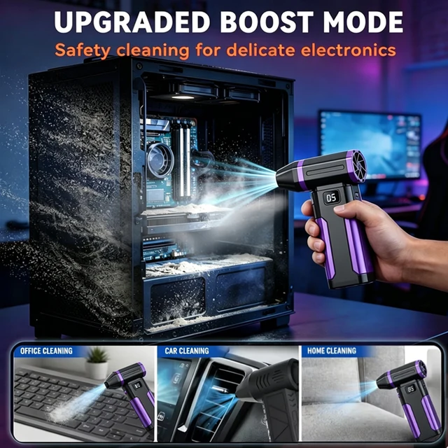 160000RPM Turbo Fan High Power Jet Fan Air Duster Motor Variable Speed Dust Blower Brushless Clean Tool Handheld Air Mini Blower 5 Brushless Turbo Jet Fan Air Duster – Variable-Speed Electric Dust Blower for PCs, Keyboards and Cars – view 5