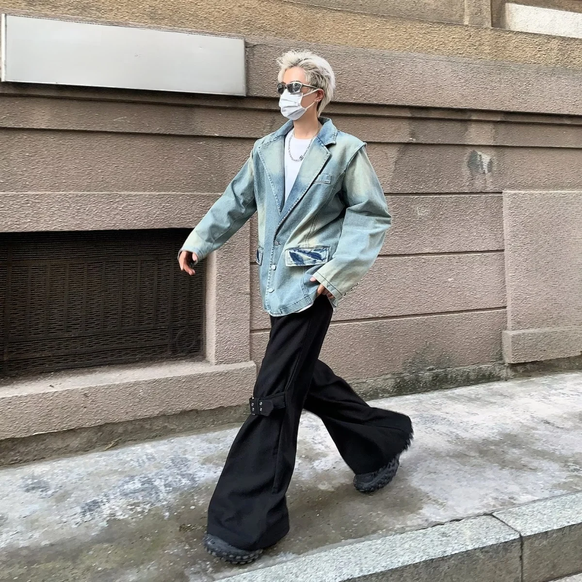 

Ретро уникальный дизайн, свободный костюм с воротником из джинсового ткани, весна-осень, новый Sle, повседневный, модный, брендовый, подходит для молодежи...