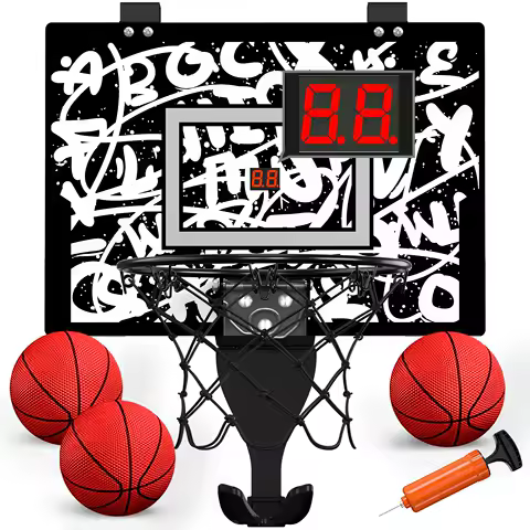 Kids Mini Basketball Hoop With Electronic Scoreboard Ball Sport Backboard Outdoor Indoor Excersise Accessory Funny Game Toys