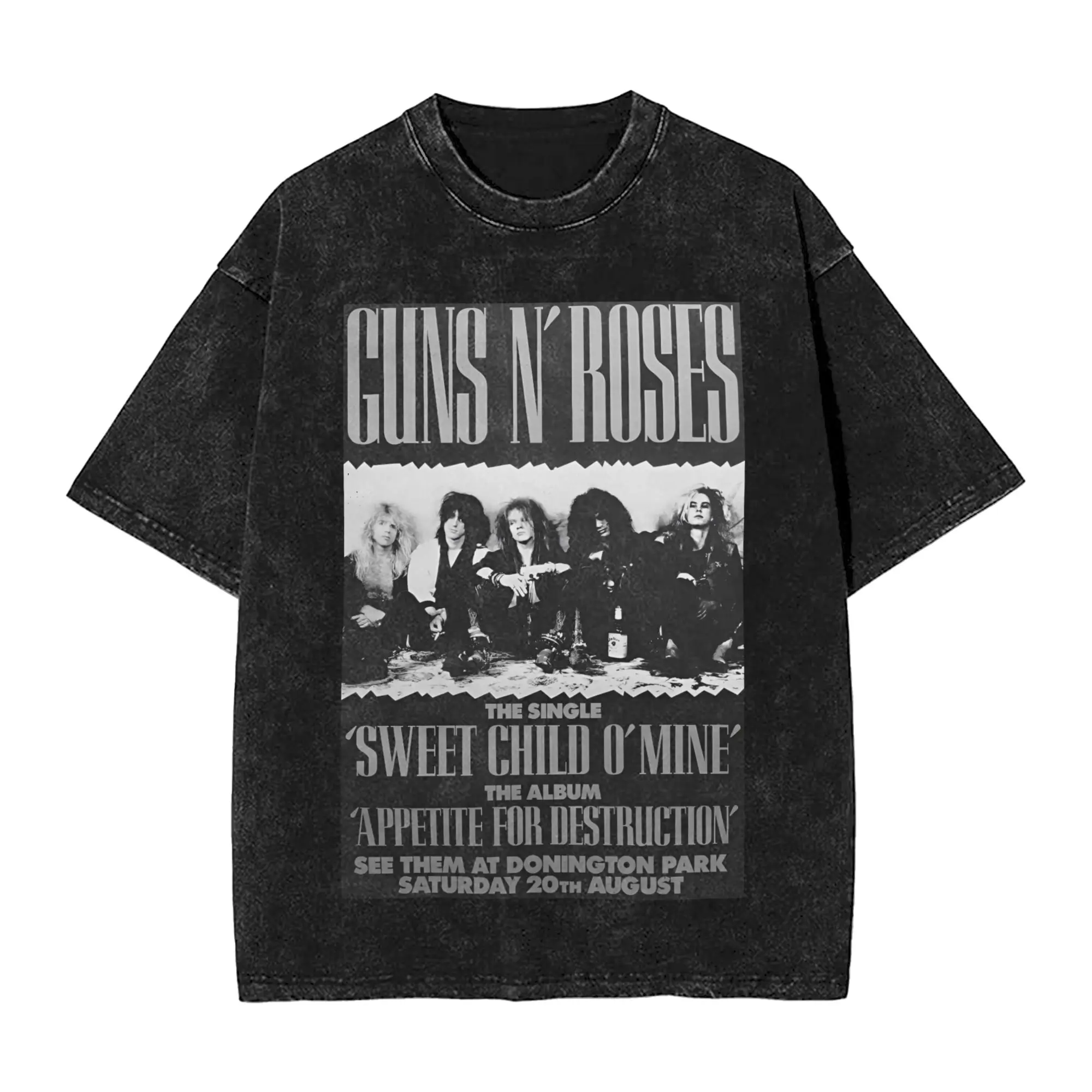 Vintage Guns N Roses Washed T-Shirts Streetwear Hip Hop Mode T-Shirt für Männer und Frauen 100% Baumwolle Harajuku Sommer – Detail 5