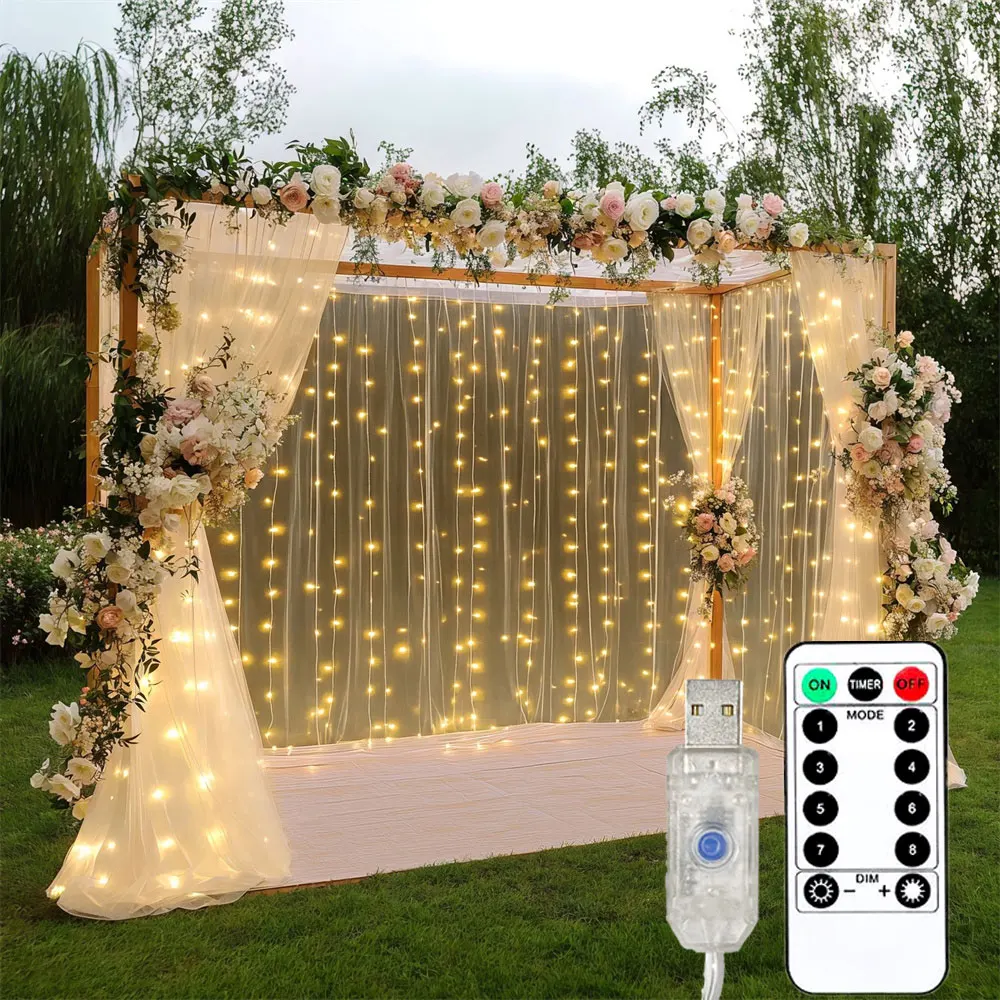 

Светодиодные занавески с питанием от USB и дистанционным управлением, праздничные рождественские украшения для дома, свадьбы, дня рождения, спальни, вечеринки