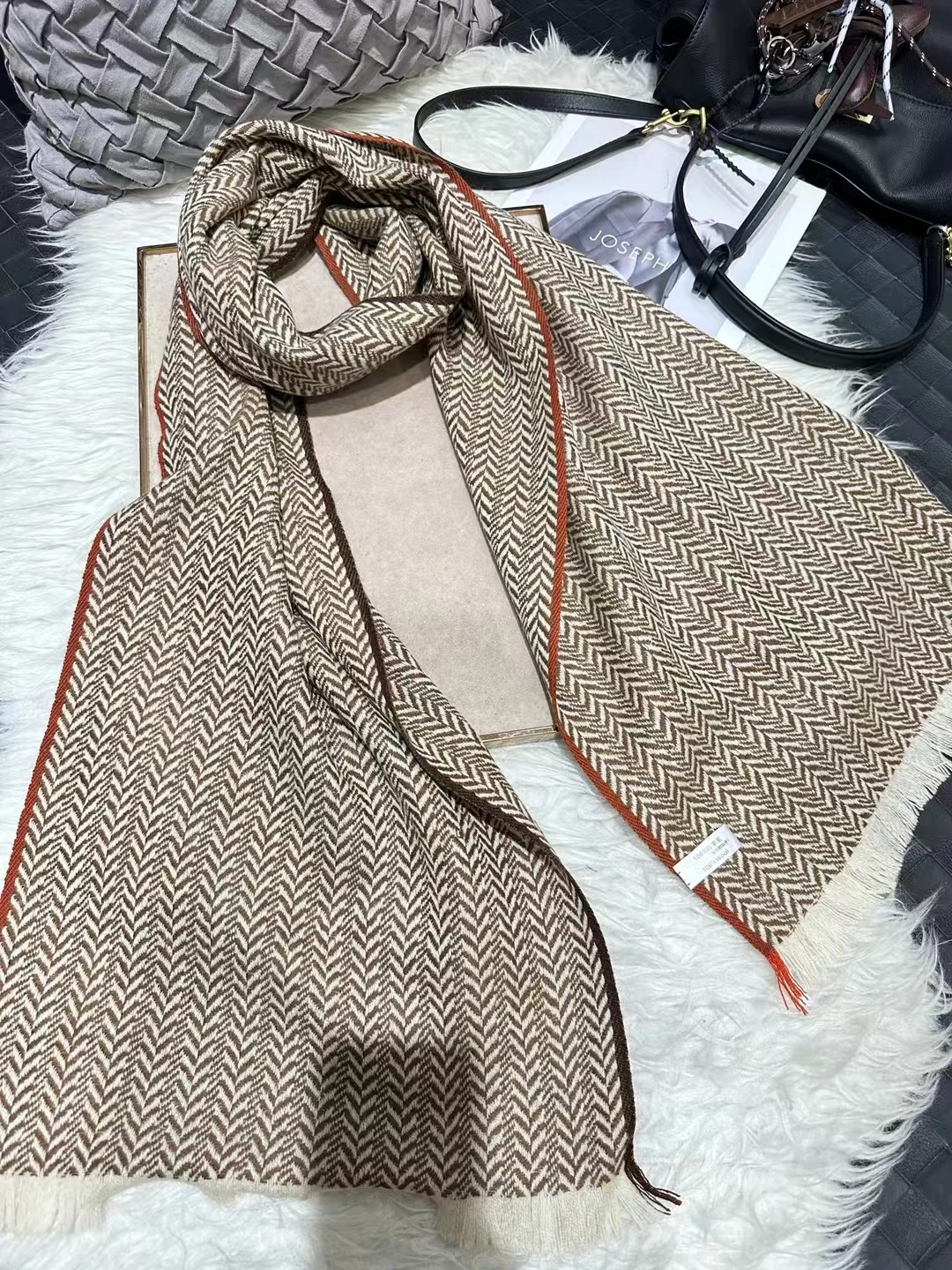 Winter 100% Wool Scarves Pashmina Thicken Herring Bone Design Men Women Universal Style Neck Headscarves Coffee,Grey,Khaki