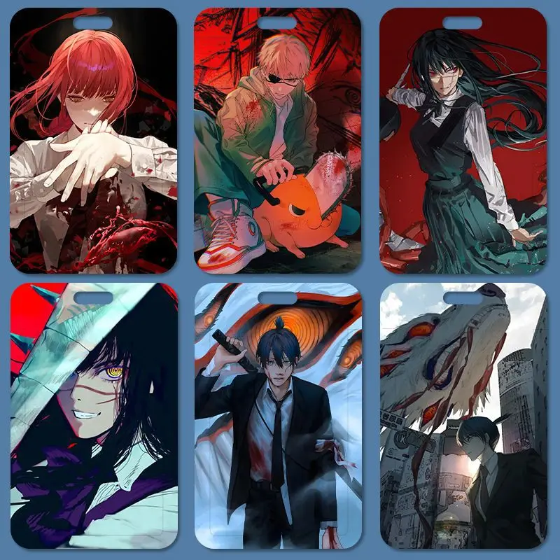 حامل بطاقة بنمط الرسوم المتحركة الوسيم من Chainsaw Man Denji، بطاقة مترو الأنمي، بطاقة الحافلة، تصريح العمل