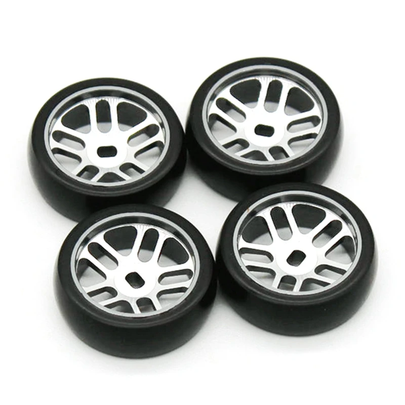 4Pcs Metal Wheel Rim + Hard Drift Tire for Wltoys K969 K979 K989 P929 Mini-Z Q D 1/28 RC Car Upgrade Parts,B