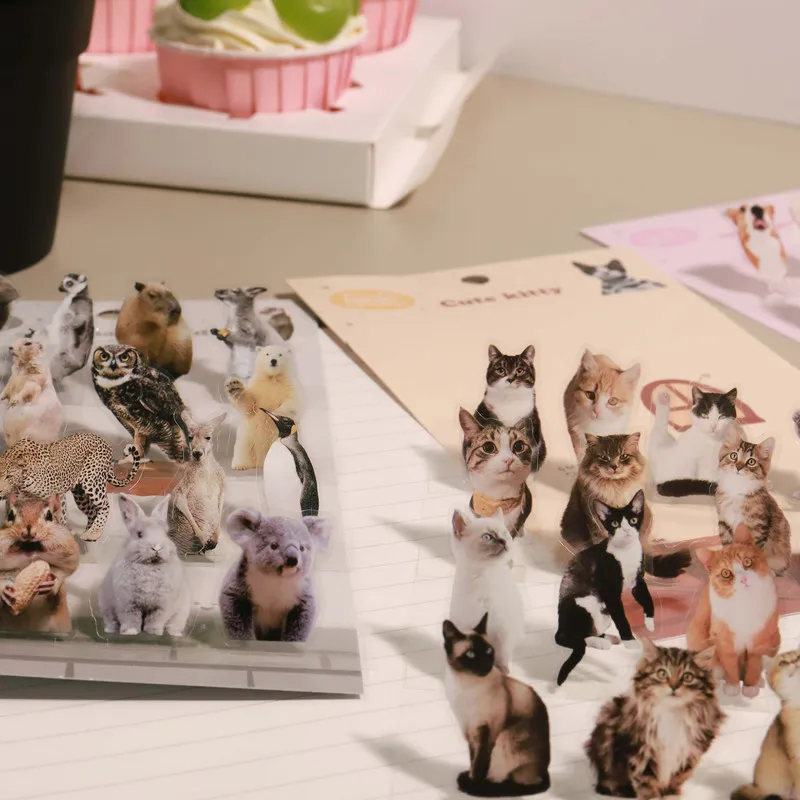 

Authentic Nekoni Cat Standing Sticker Cute Pet Cat Dog 3d Photo Material Sticker Diary Decoration Sticker Student Gifts