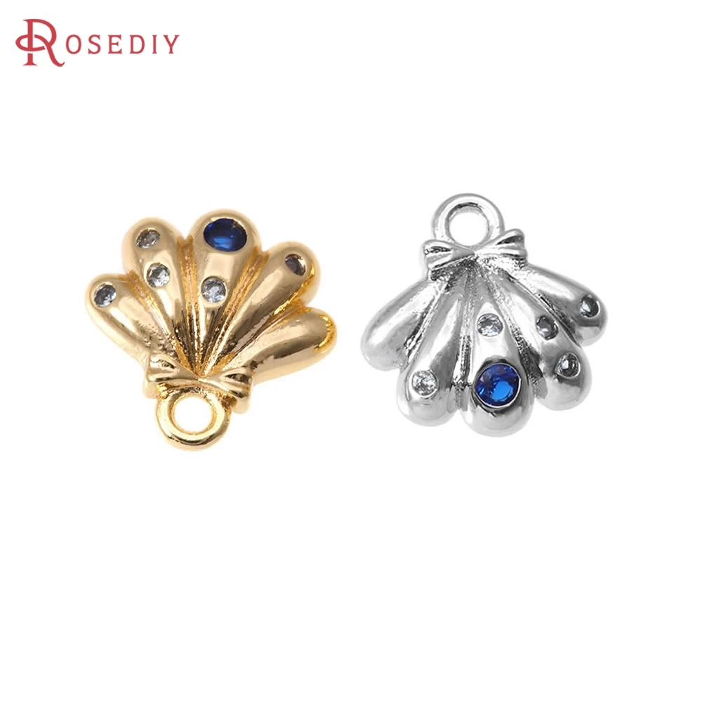 

6PCS 10x10MM 18K Gold Color Brass and Zircon Shell Charms Pendants High Quality Diy Necklace Earrings Jewelry Making Accessories