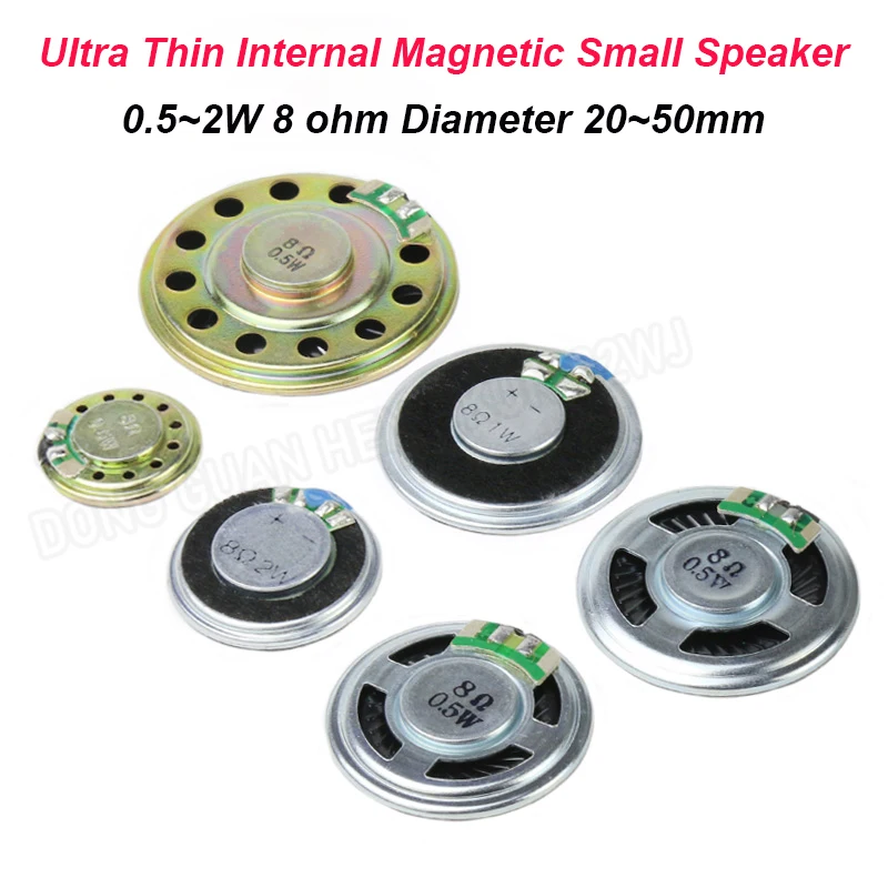 Small Speaker Ultra-thin Internal Magnetic 0.5~2W 8 Ohm Diameter 20~50mm Miniature Small Speaker For Doorbell DIY Toy Intercom