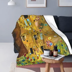 Gustav Klimt The Kiss Fleece Throw Blanket Abstract Freyas Art Blankets for Bed Bedroom Warm Bedspread