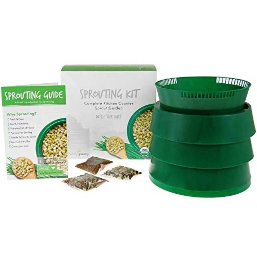 

Complete Sprouts Growing Kit Sprouting Kit with 3 Stackable Sprouting Trays Seed Sprouter, BPA-Free Includes Organic Sprouting
