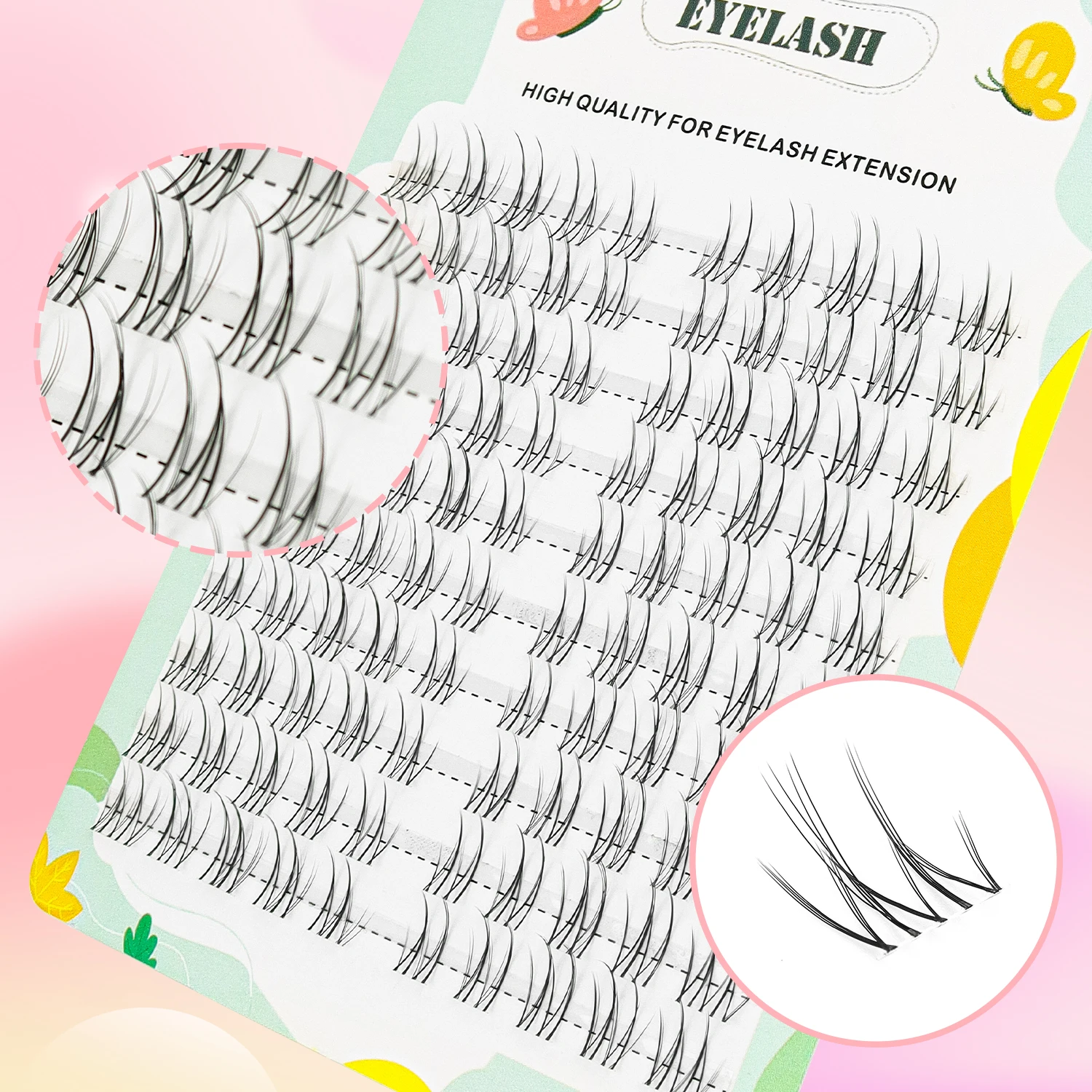 ขนตาปลอมแบบช่อ 100 ชิ้น แบบธรรมชาติ แยกเป็นช่อเดี่ยว ก้านใส ติดเองได้ ขนตาแบบเส้นเล็ก