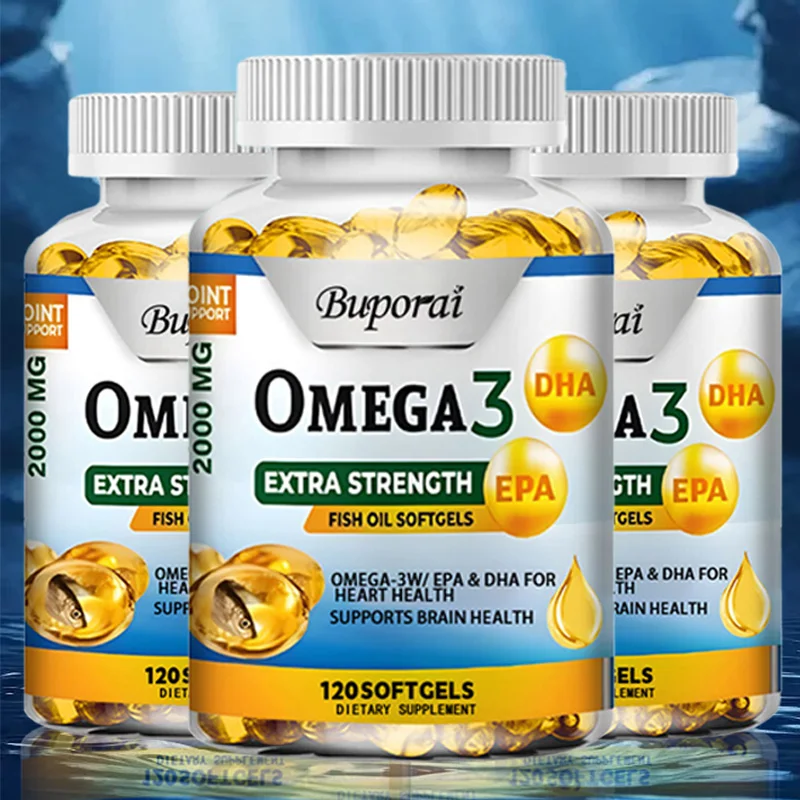 Omega 3 Fish Oil -  Supports Brain Nervous System, Cardiovascular System, Anti-inflammatory, Promotes Skin Health, Antioxidant