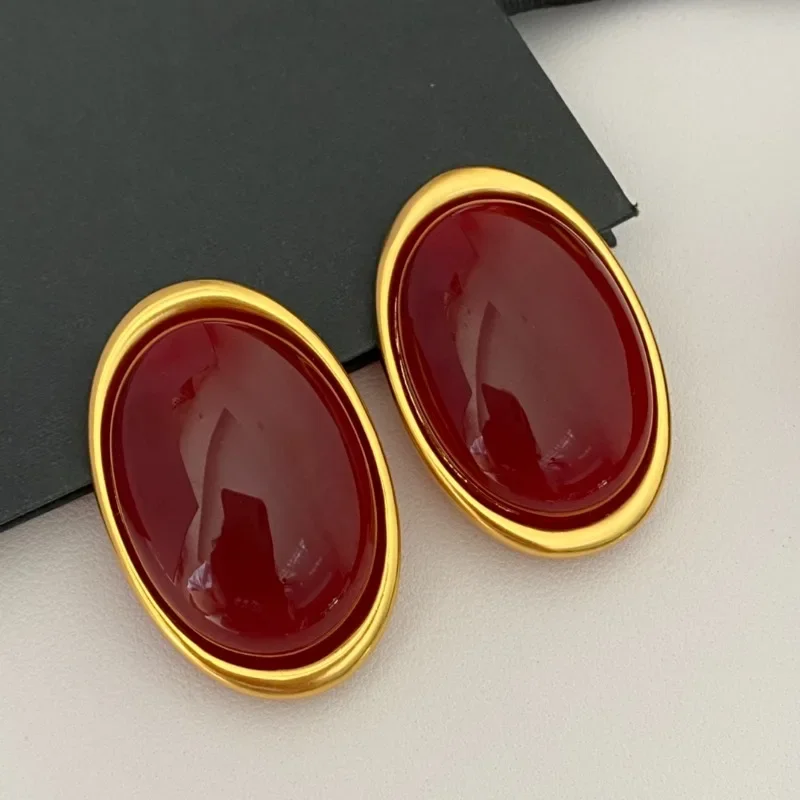 

Timeless Wonder Fancy XL Geo Resin Clip on Earrings for Women Designer Jewelry Runway Luxury Trendy Rare Top 3322