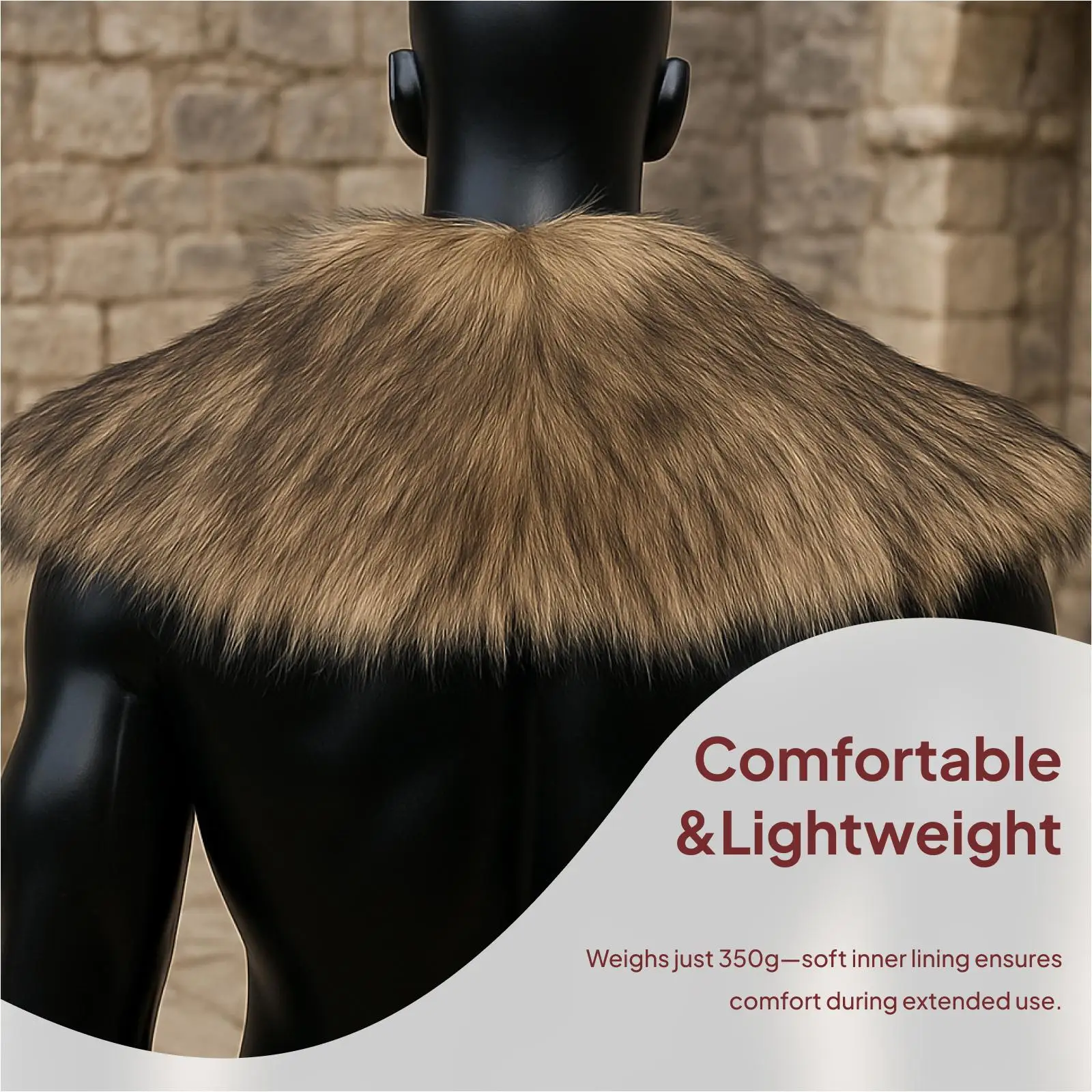 Sztuczny futrzany kołnierz męski, rycerski, średniowieczny, nakładany na ramiona, szal, rekwizyt fotograficzny, przebranie, występ sceniczny, odgrywanie ról