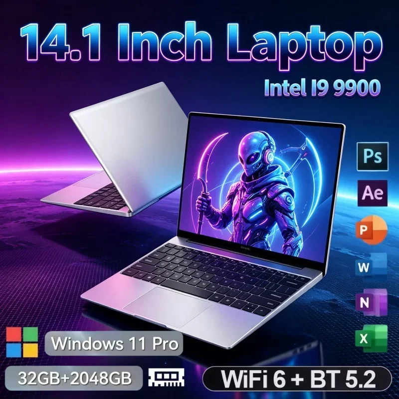2026 14.1 Inch Intel I9‑9900 Windows 11 32GB RAM 2TB SSD HD Screen Laptop For Home Daily Media Playback And Document Work