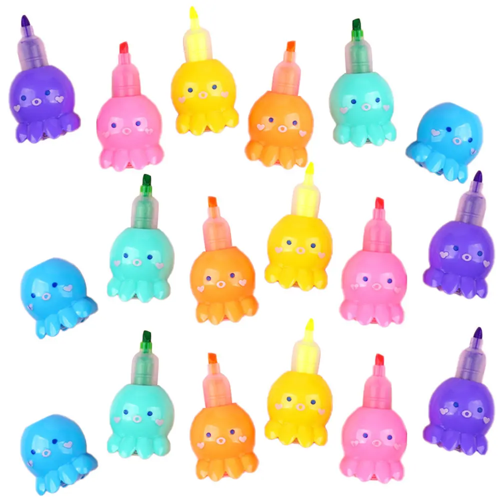 18Pcs Adorable Octopus Highlighter Pens Non Toxic Odorless Ink Fluorescent Highlighters for Teens Adults Students Creative