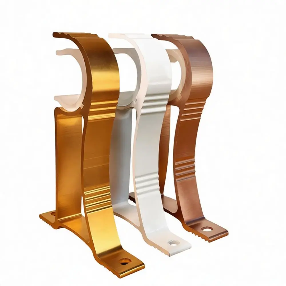 Adjustable Aluminum Drapery Rod Bracket Strong Wall Ceiling Support Holder For Single Or Double Curtain Pole Hardware