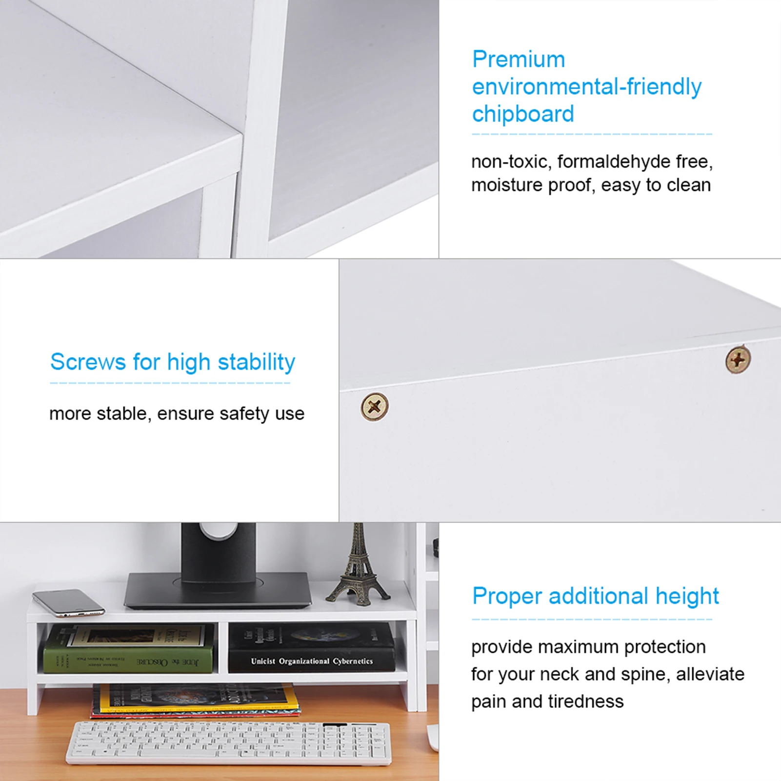 Computer Laptop Monitor Riser Stand Desktop Houten Organizer 3-laags Plank Desktop Riser Opslag Riser Monitor Stand