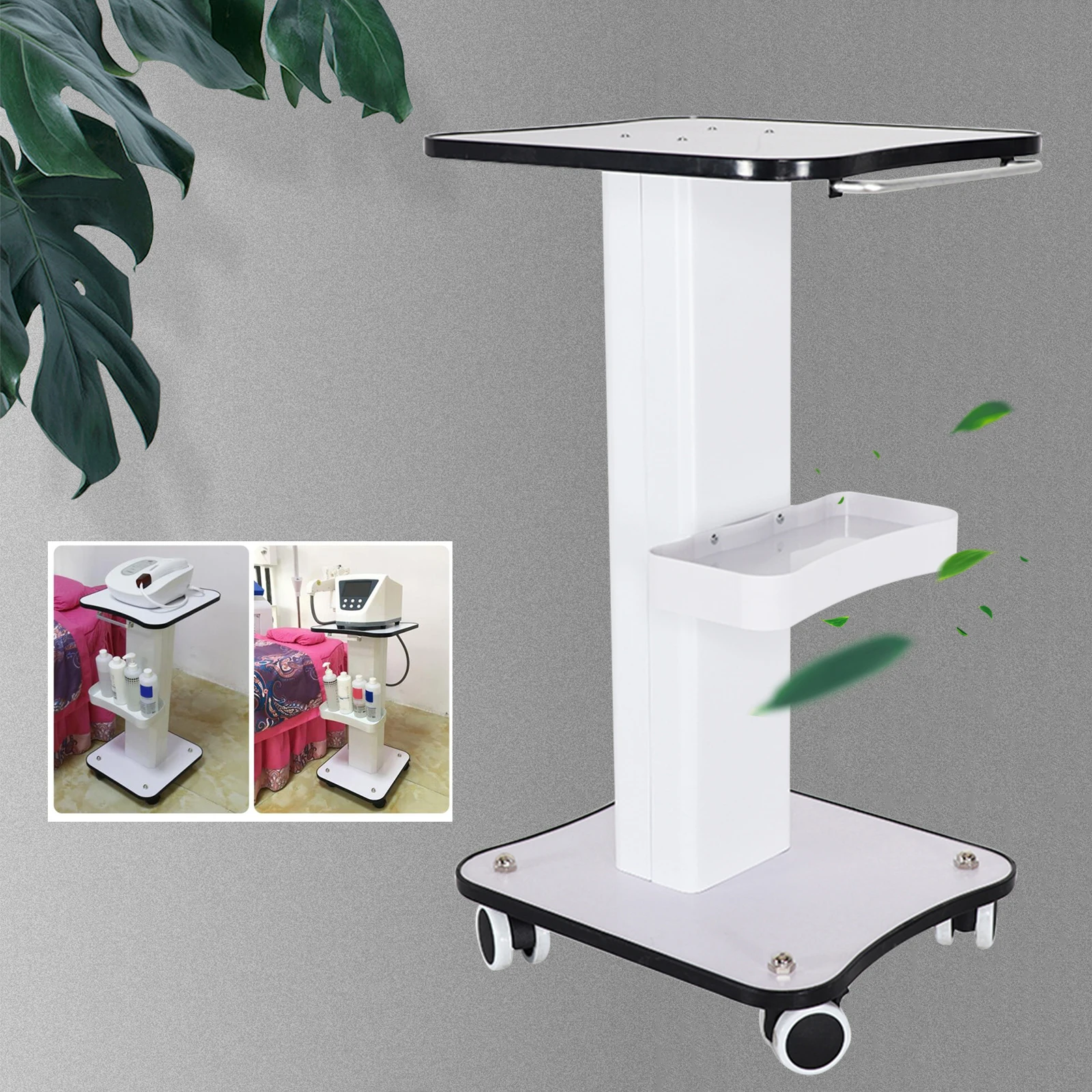 3 Tier Beauty Rolling Cart Max Load 40kg Salon Table Trolley Stand Rolling Cart Beauty Wheel Holder Spa Beauty Rolling Cart